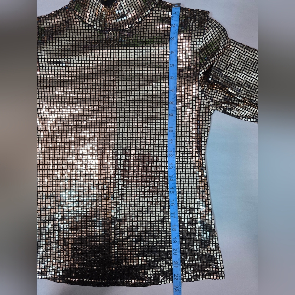 INC International Concepts Gold Metallic Mock Neck Long Sleeve Top - Size S - Picture 8 of 11